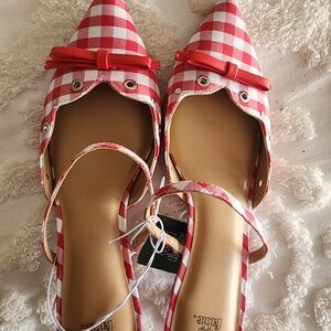 Wild Fable Red Checkered Flats with Bow